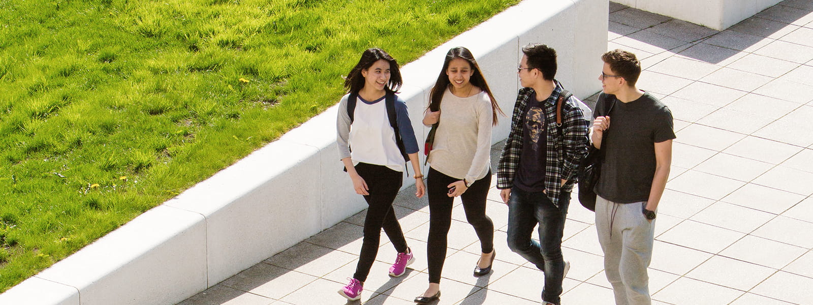 Students walking across the campus