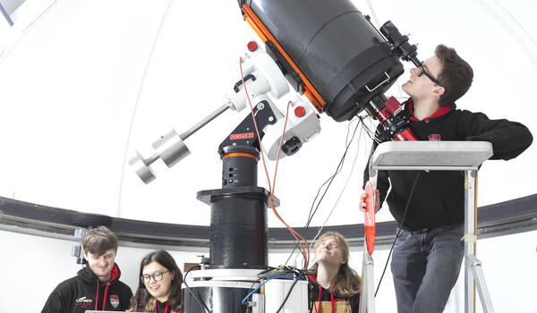 The telescope on the roof of the Physics building