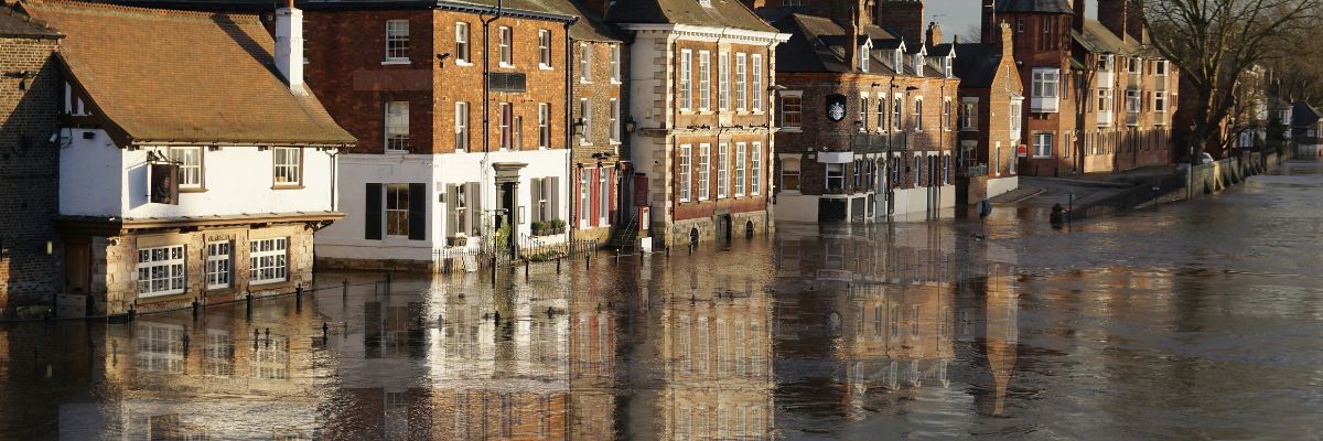 A flooded street in the UK