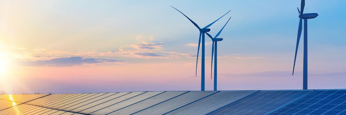 Solar panels and wind turbines