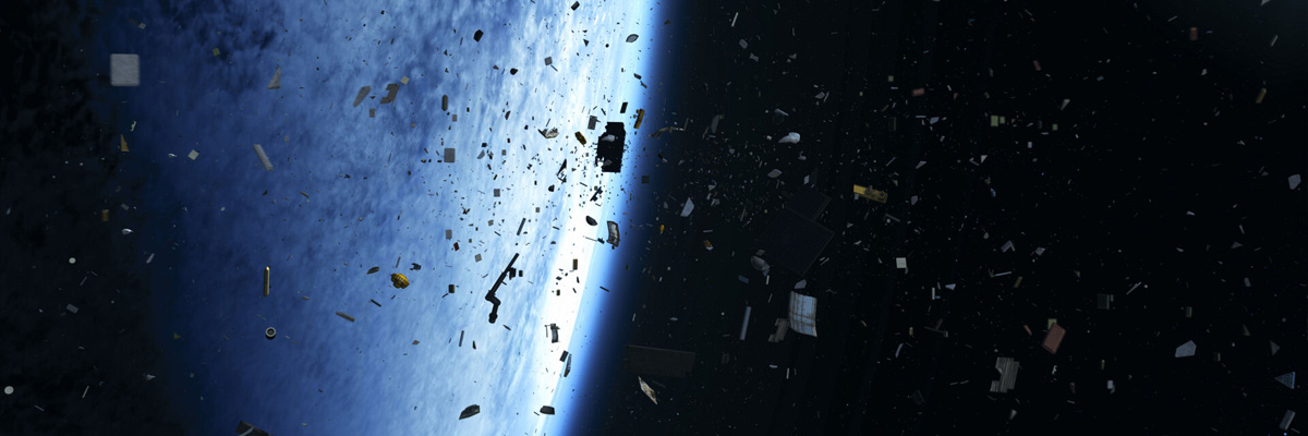 Space debris orbiting Earth