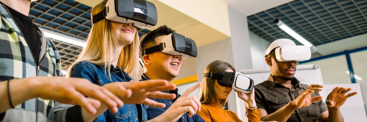 people wearing VR headsets