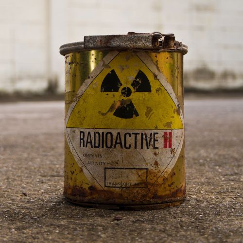 A uranium waste barrel