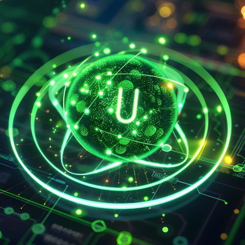 A digital representation of a uranium atom