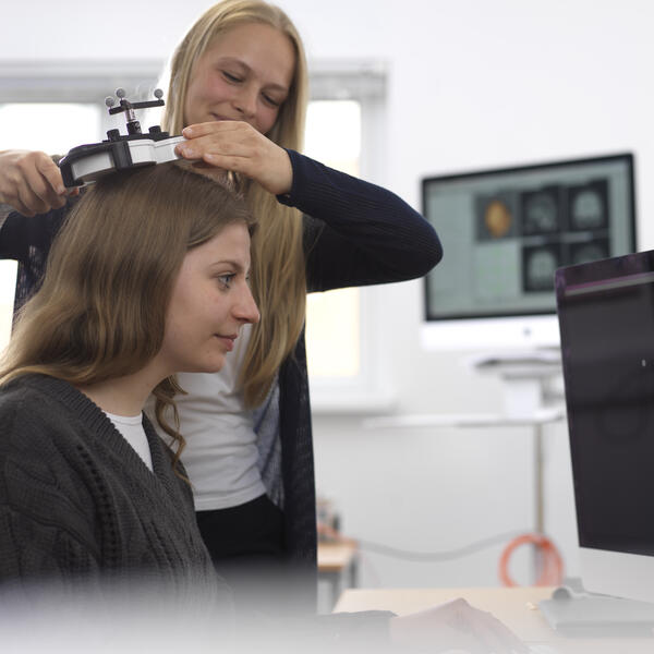 Someone performing an eye tracking experiment