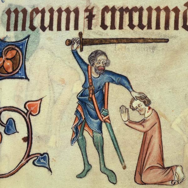 Execution depicted in the Luttrell Psalter.