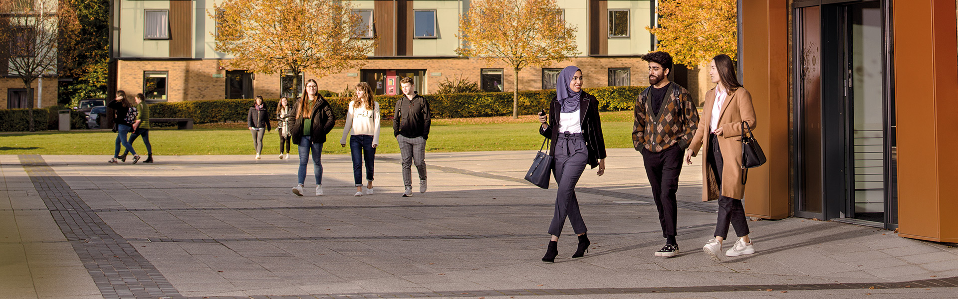 Students walking out of the Confucius Institute at Lancaster University