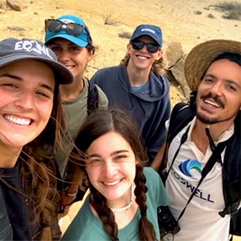 Lancaster students taking a selfie during the EcoSwell project in Lobitos Peru.