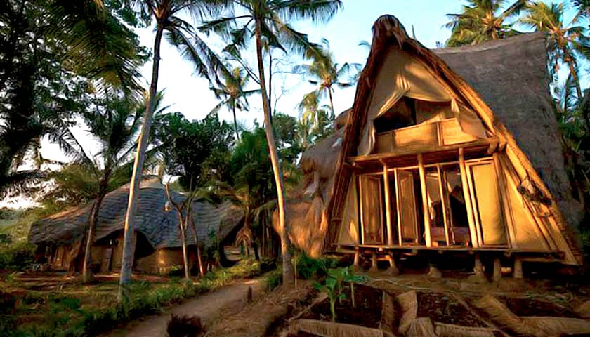 View of the outside of the Green Camp Bali lodges