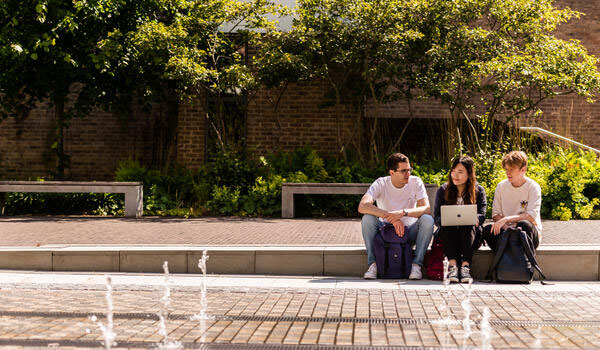 Students sitting on the steps