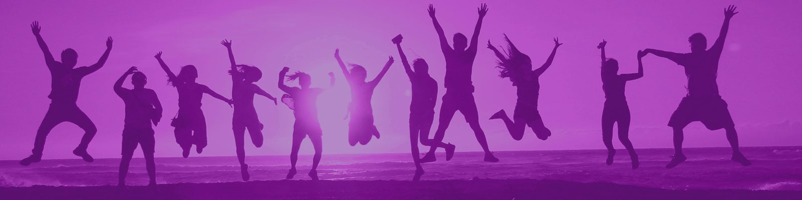 purple silhouette image of people jumping for joy