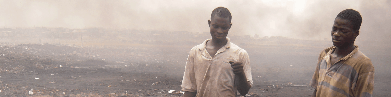 Agbogbloshie in Ghana. Here plastic components of dumped electronic waste is burned to “reclaim'