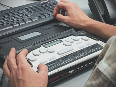 A braille keyboard.