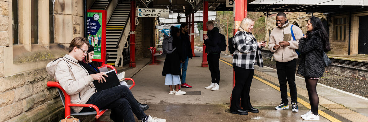Students at lancaster train station