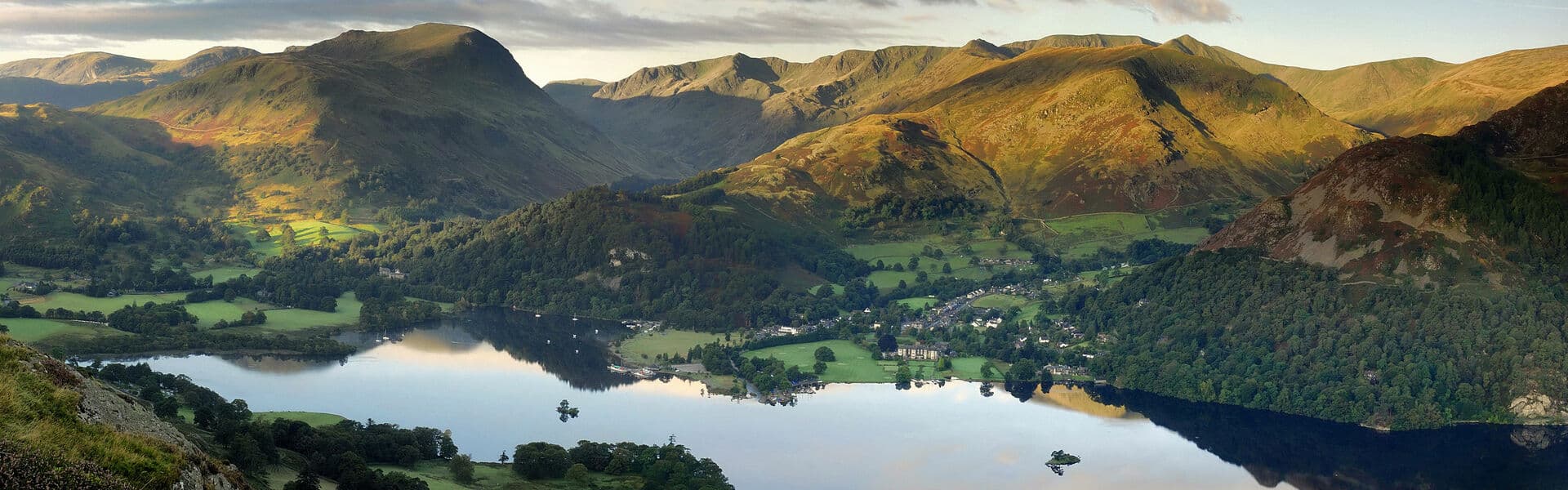 Lake district view of a lake with hill in the background