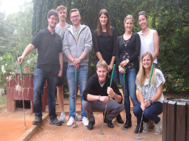 Maros Zuba and fellow students socialising in Nancy, France