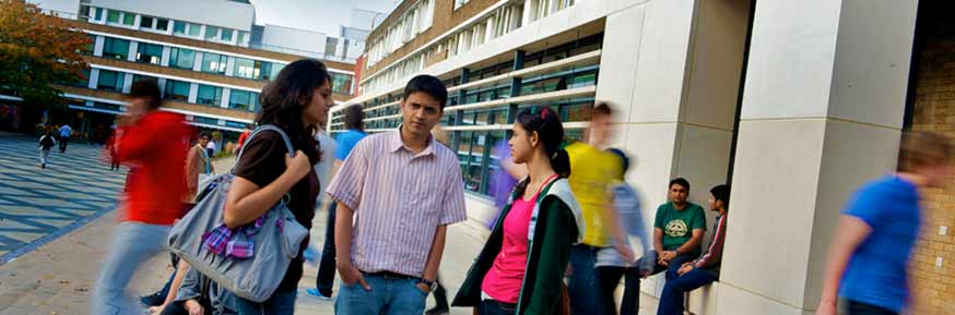 Lancaster University students outside the Learning Zone