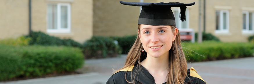 Sarah Fell, winner of the Chancellor's Medal on her graduation day