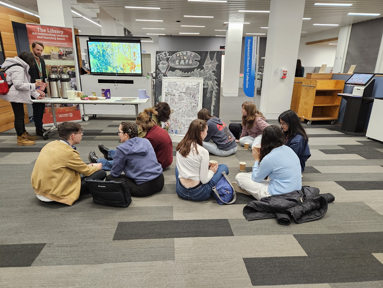Image of students at the colour in cafe