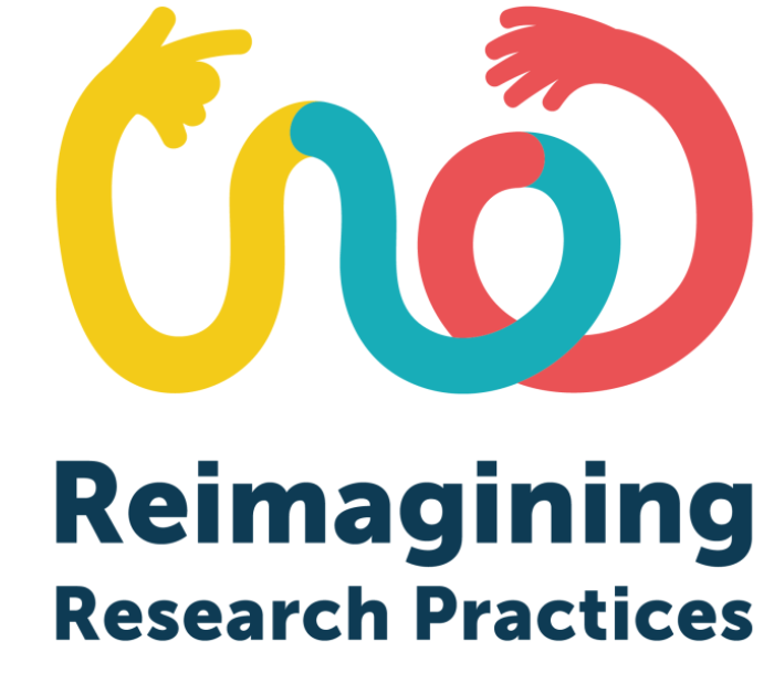 Black text saying Reimagining Research Practices