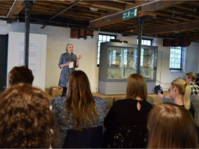 Dr Jen Southern delivering a lecture at Quarrybank National Trust