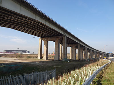 Underside of a bridge