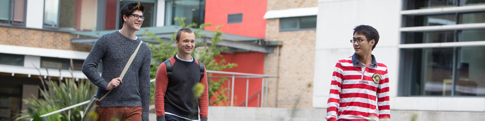 Students in Alexander Square, Lancaster University Campus.