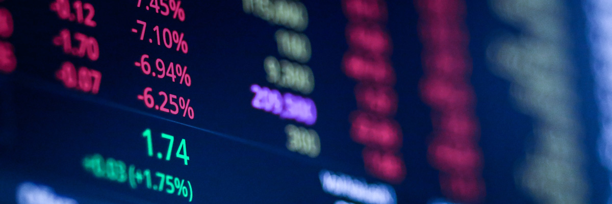 A screen showing trading prices