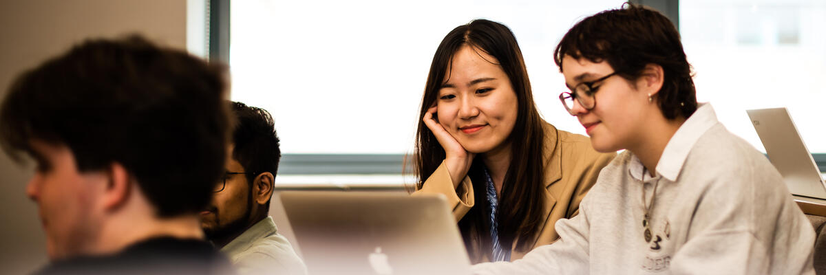 A group of students working in a lecture