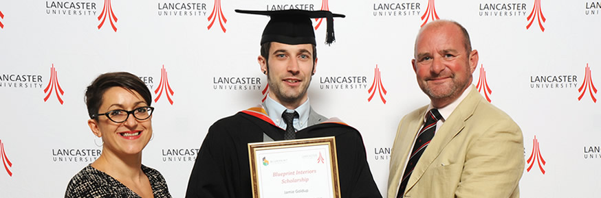 Blueprint Interior’s Managing Director, Rob Day, came to Lancaster for Jamie’s graduation to present the Award. He was joined by Professor Maria Piacentini, the Head of Department for Marketing.