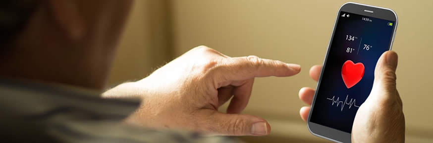 Man monitoring his heart rate using a mobile app