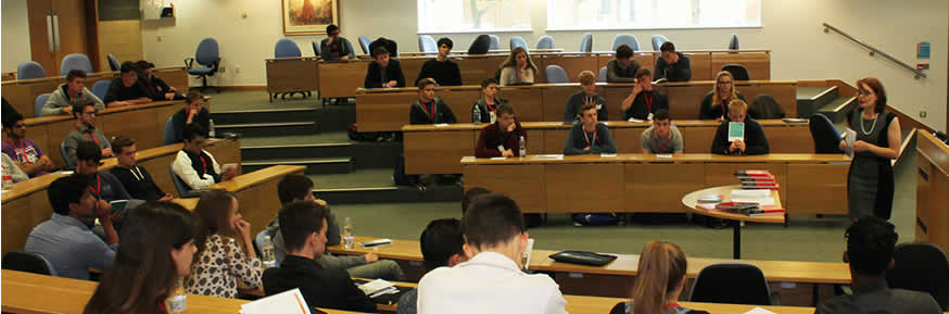 Prospective students listen to a lecture
