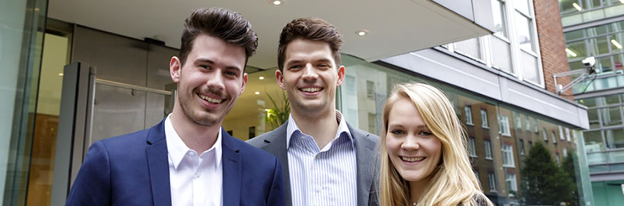 Ben Dancer, Kim van Heerden and Jed Price outside Saatchi's London offices