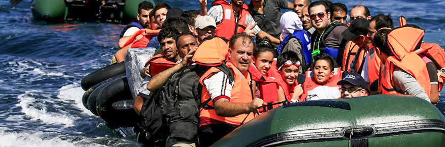 Refugees in a boat