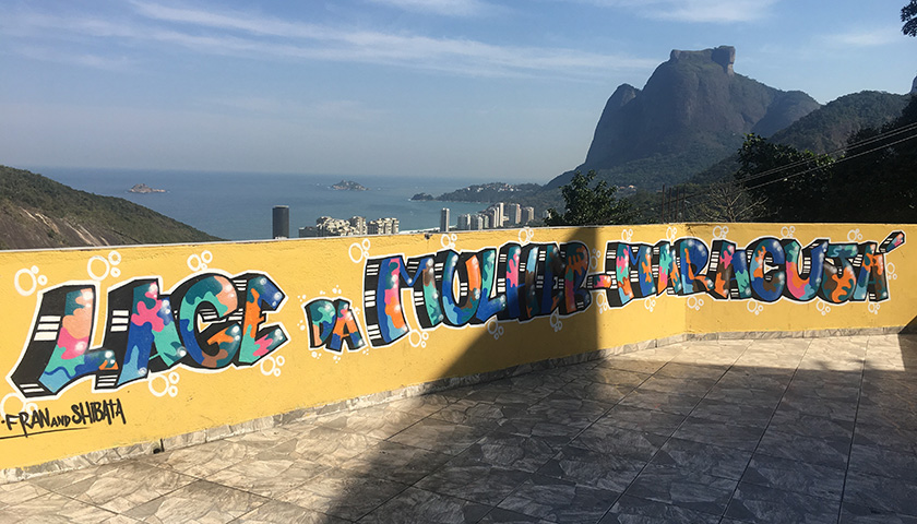 A rooftop at the top of Rocinha, with views to Sao Conrado beach