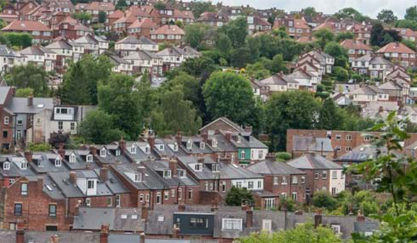 Aerial view of houses