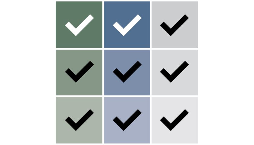 A grid of approved colour combinations.