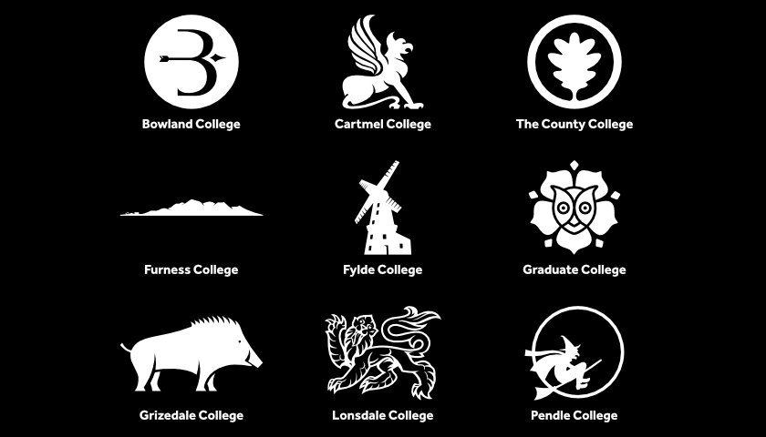 Reverse versions of the nine college logos