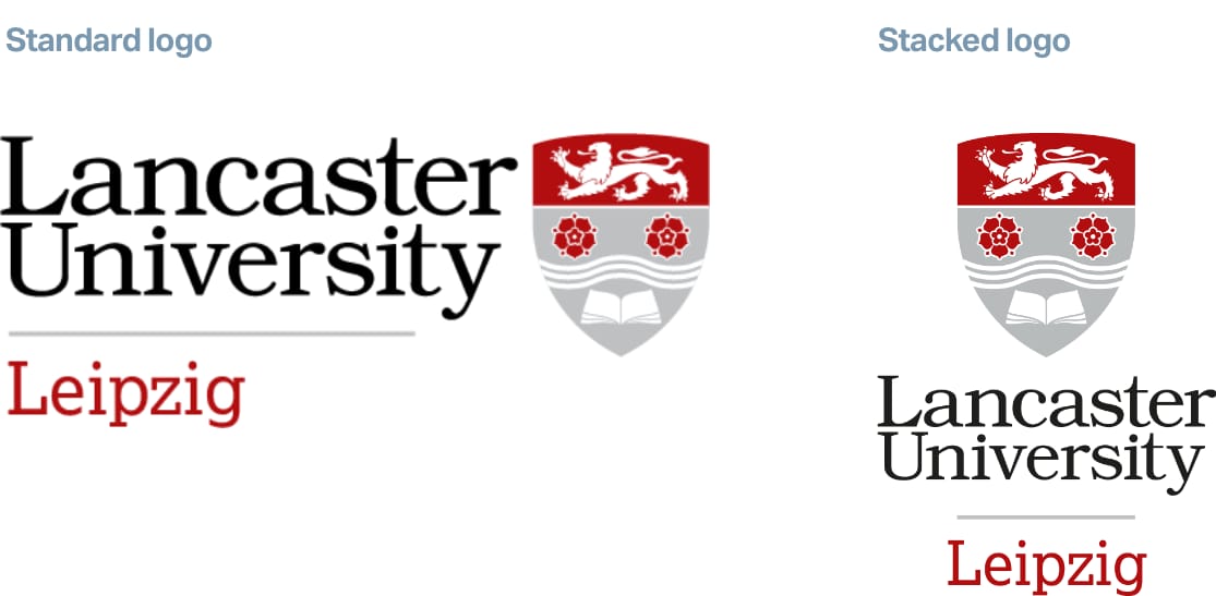A demonstration of the standard and stacked versions of the Lancaster University Leipzig logos.
