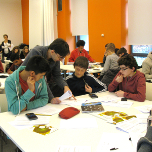 Students work on maths problems