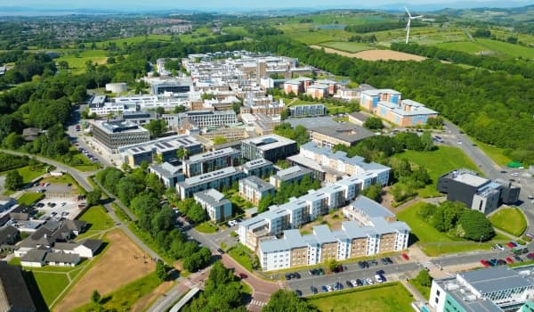 An aerial view of Lancaster University campus 
