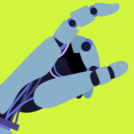 Robot hand on a yellow background