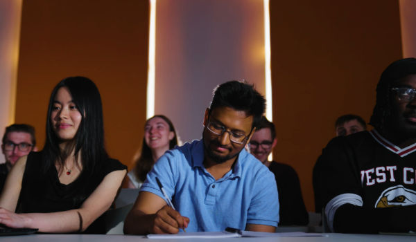 Students in a lecture theatre