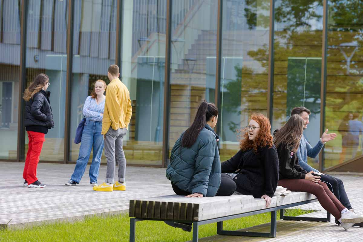 Students outside Health Innovation One