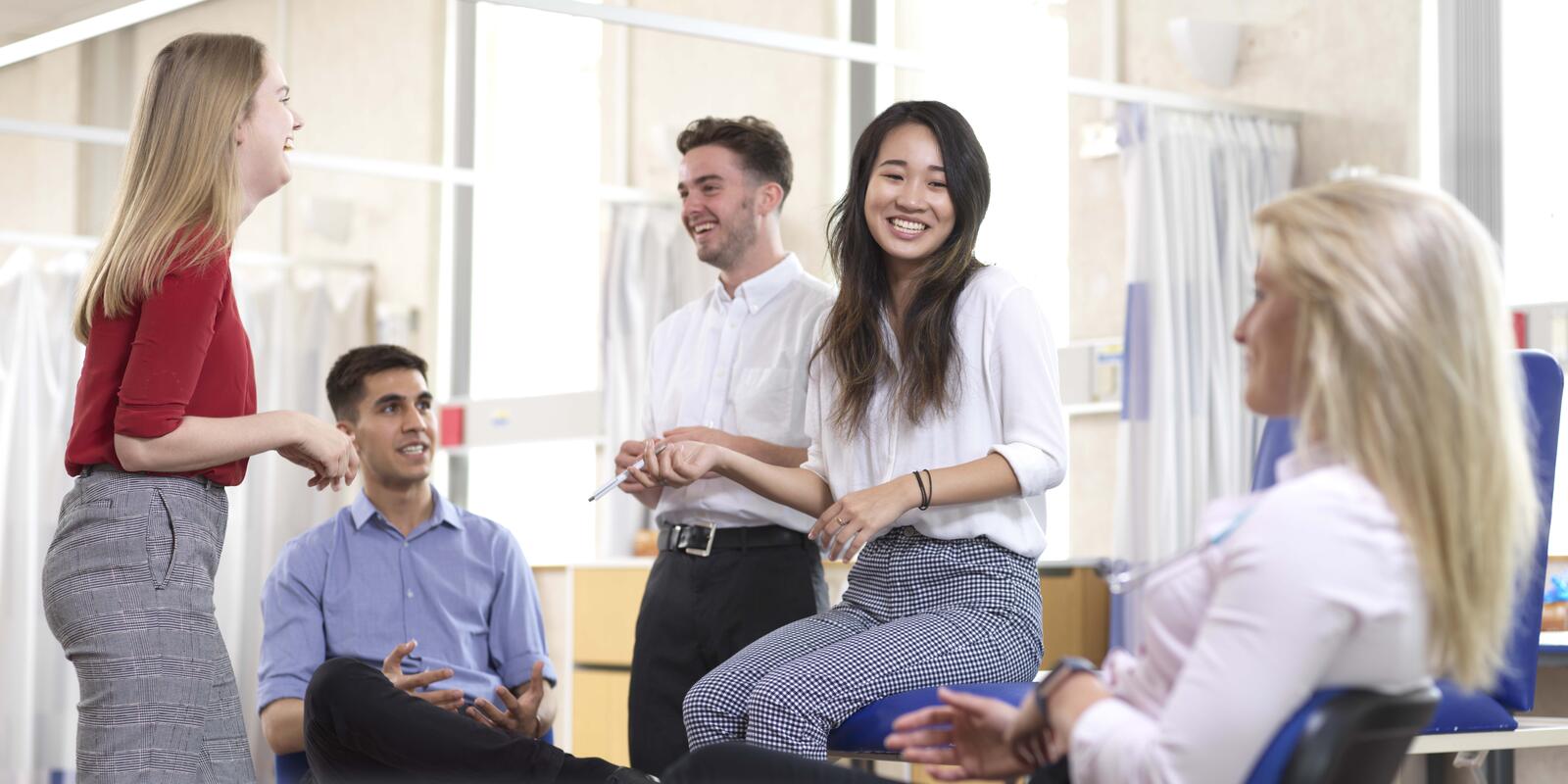 Group of medical students in hospital setting