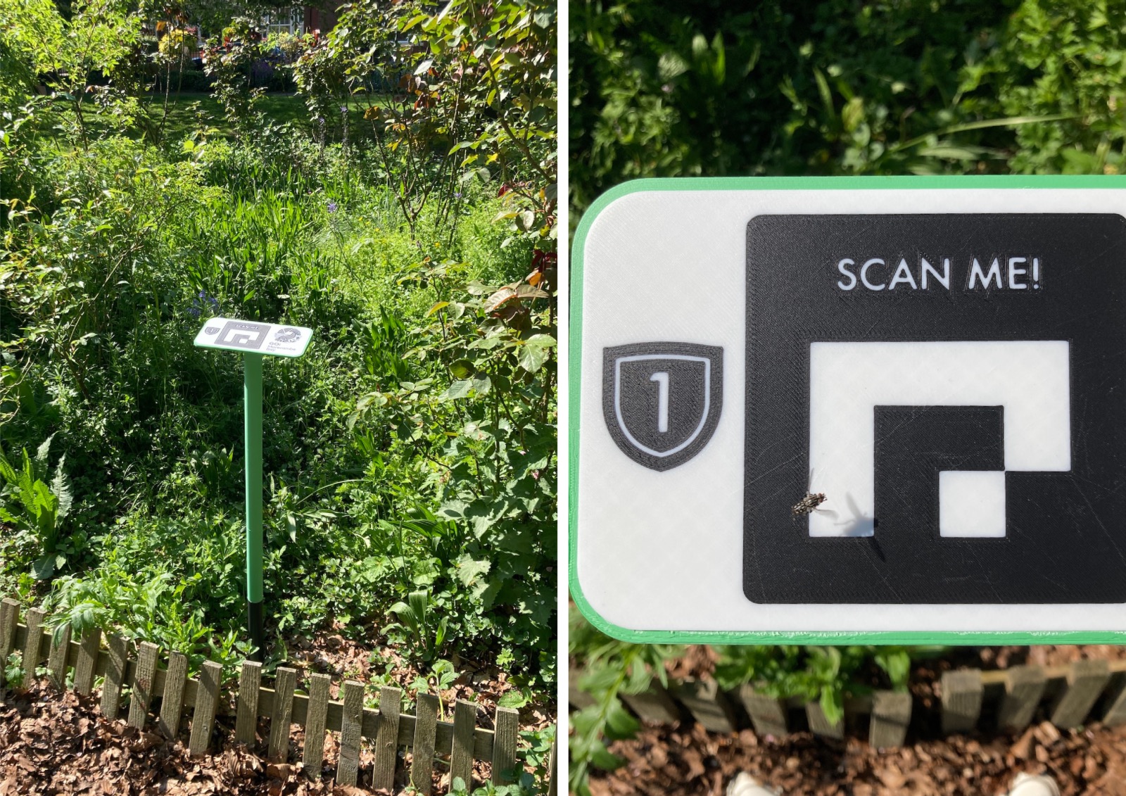 example of the game working - a qr link on a post sticking out of the ground