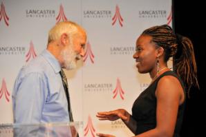 Chancellor with a student receiving the Award