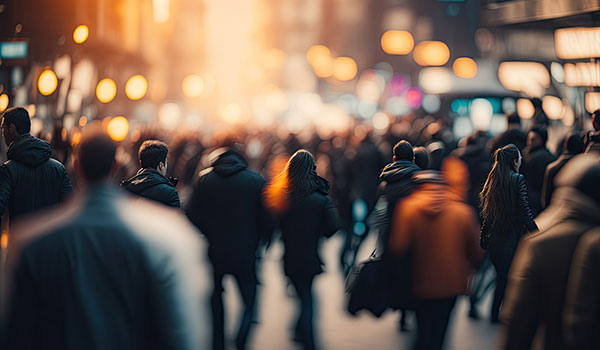 Deliberately blurred pictures of people in society