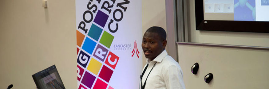 Physics PhD student Ezekiel Anyebe at the Postgraduate Conference
