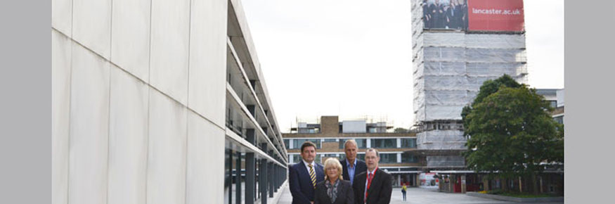 Mark Swindlehurst (left) with John Lowery, Angela Seel and the Vice-Chancellor 
